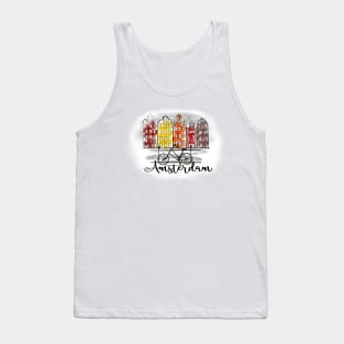 Color splash Amsterdam skyline and bicycle Tank Top